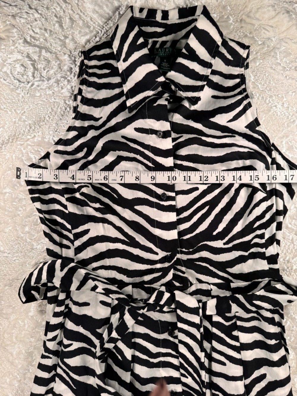 Lauren Ralph Lauren Black and White Zebra-Print Cotton Dress - Picture 3 of 5